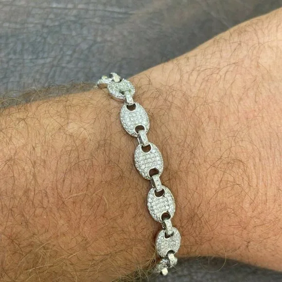 Gucci Link Bracelet Solid 925 Silver With Moissanite